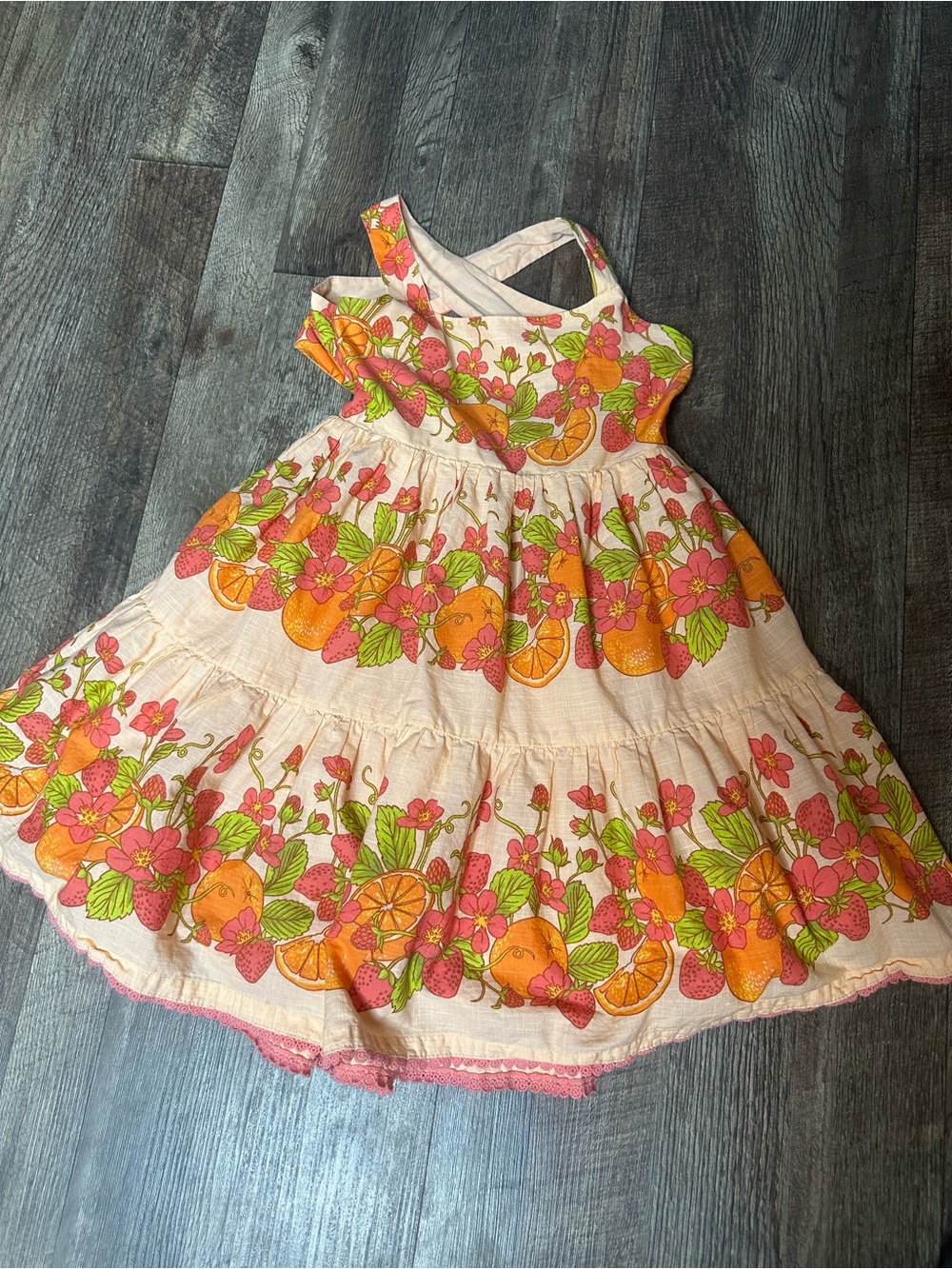 C&C California Girls Floral & Citrus Print Dress in Pink, Orange, Green